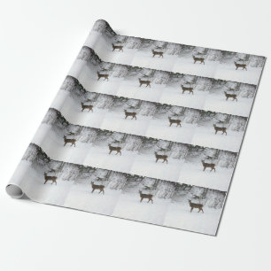 Deer Standing in Snow Wrapping Paper