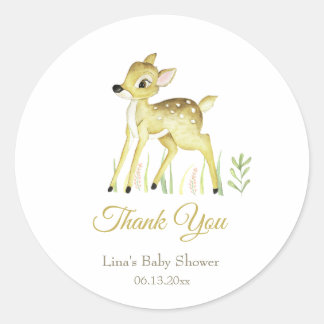 Deer thank you classic round sticker
