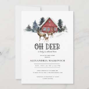 Deer Themed Woodland Baby Shower Invitation