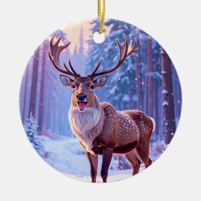 Deer To Santa's Heart - Reindeer Ceramic Ornament (Front)