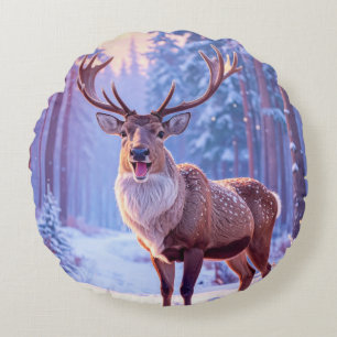 Deer To Santa's Heart - Reindeer Round Cushion