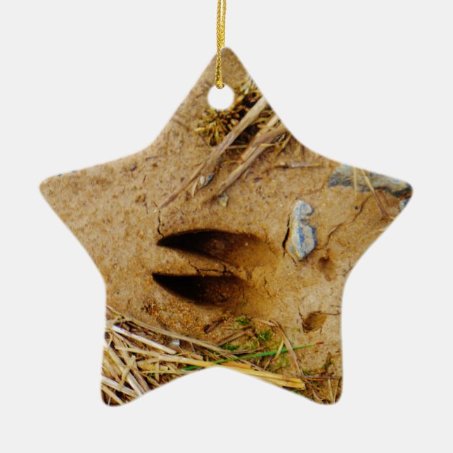 Deer Track Ceramic Ornament (Front)