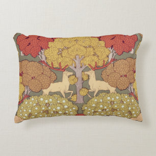 Deer &Tree Squirrel Bird Rowan Berries Art Nouveau Decorative Cushion