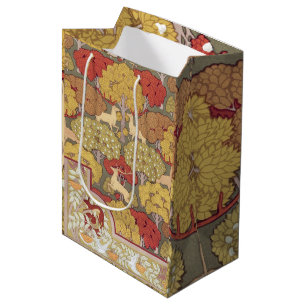 Deer &Tree Squirrel Bird Rowan Berries Art Nouveau Medium Gift Bag