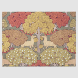 Deer &Tree Squirrel Bird Rowan Berries Art Nouveau Tissue Paper
