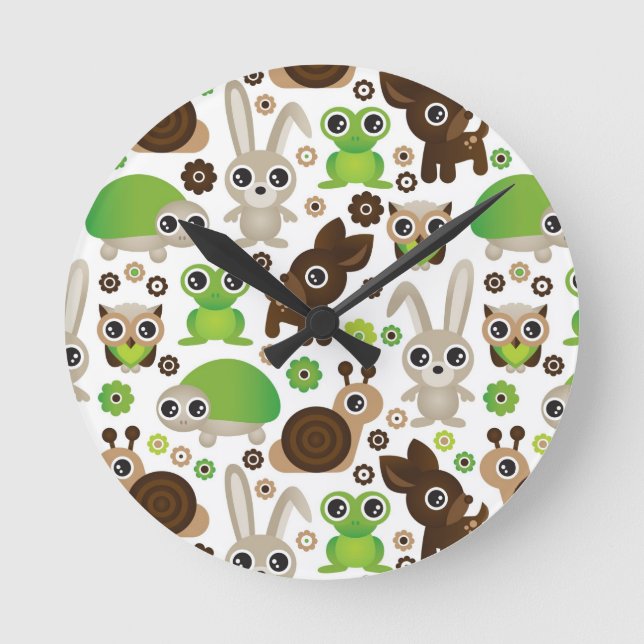 deer turtle bunny animal wallpaper round clock (Front)