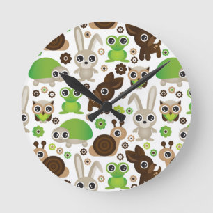 deer turtle bunny animal wallpaper round clock