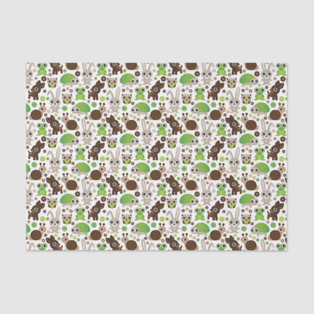 deer turtle bunny animal wallpaper tissue paper (Front)