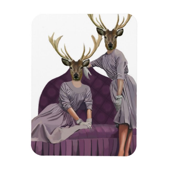 Deer Twins in Purple Dresses.jpg Magnet (Vertical)