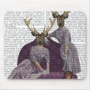 Deer Twins in Purple Mouse Pad