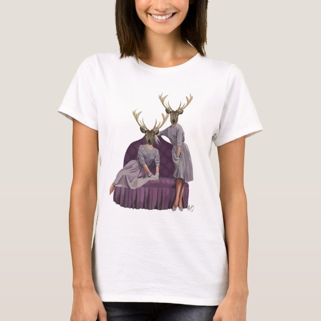 Deer Twins in Purple T-Shirt (Front)