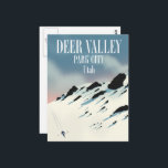 Deer Valley, park city, Utah, ski poster Postcard<br><div class="desc">Deer Valley,  park city,  Utah,  ski poster in a  beautiful vintage style travel poster.</div>