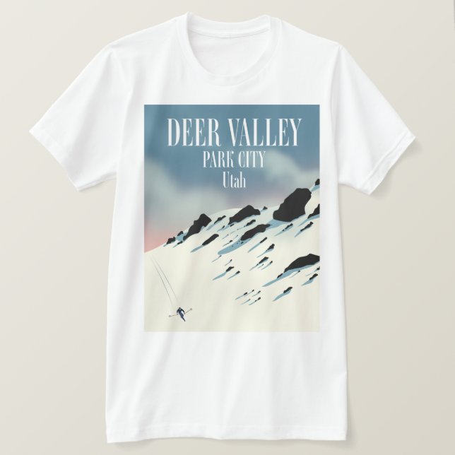 Deer Valley, park city, Utah, ski poster T-Shirt (Design Front)
