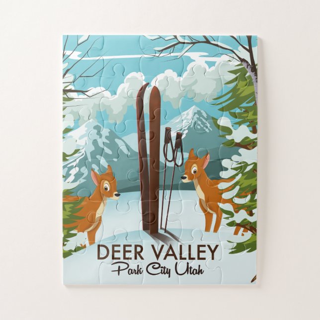 Deer Valley Park City Utah ski Travel poster Jigsaw Puzzle (Vertical)
