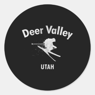 Deer Valley Skiing Tee Utah Ski Classic Round Sticker