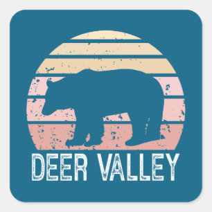 Deer Valley Utah Retro Bear Square Sticker