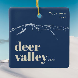 Deer Valley Utah scribbled mountain Ceramic Ornament