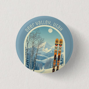 Deer Valley Utah ski area souvenir  3 Cm Round Badge