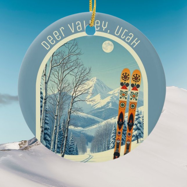 Deer Valley Utah ski area souvenir  Ceramic Ornament (Creator Uploaded)