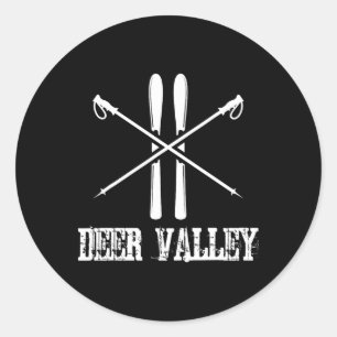 Deer Valley Utah Ski Skier Skiing Nordic Alpine Do Classic Round Sticker