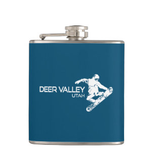 Deer Valley Utah Snowboarder Hip Flask