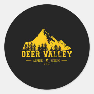 Deer Valley Utah Usa Ski Resort Alpine Skiing Souv Classic Round Sticker