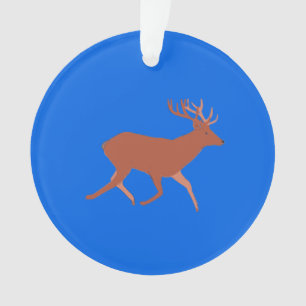 Deer Walking Festive Blue Background   Ornament