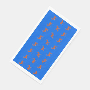 Deer Walking Festive Pattern Blue Background Napkin