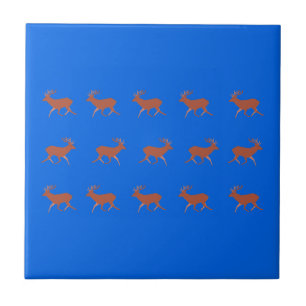 Deer Walking Festive Pattern  Ceramic Tile