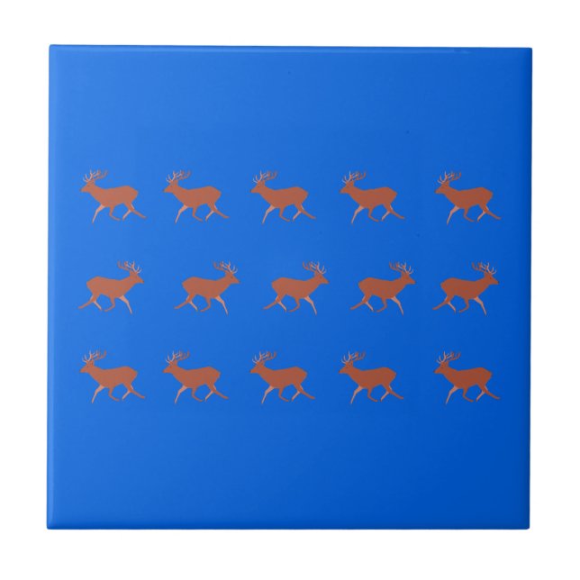 Deer Walking Festive Pattern  Ceramic Tile (Front)