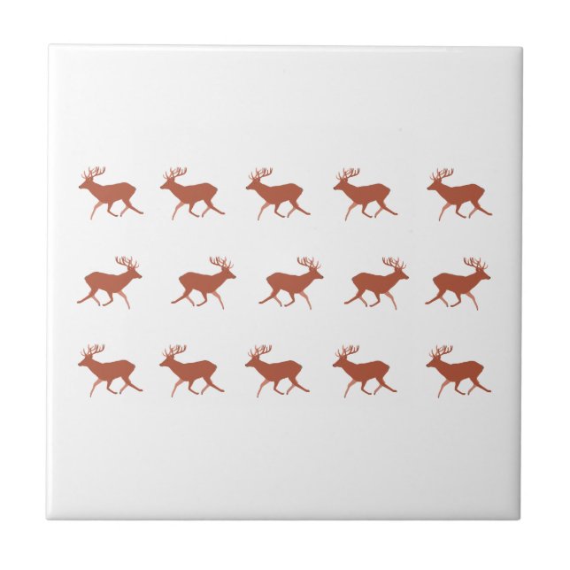 Deer Walking Festive Pattern  Ceramic Tile (Front)