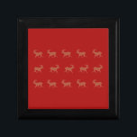 Deer Walking Festive Pattern Red Brown Gift Box<br><div class="desc">Brown Deer Walking Festive Pattern. Deer illustration.</div>