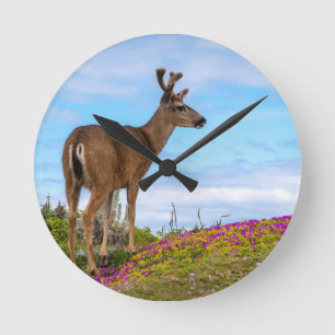 Deer Wall Clock Coastal Wildflower Wildlife