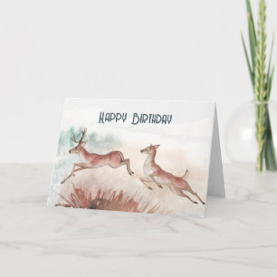Deer Watercolor Birthday  Card