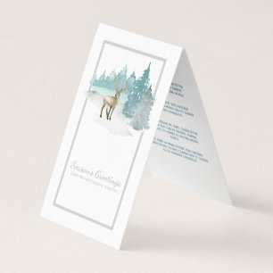 Deer Watercolor Seasons Greetings Mini Greetings Business Card