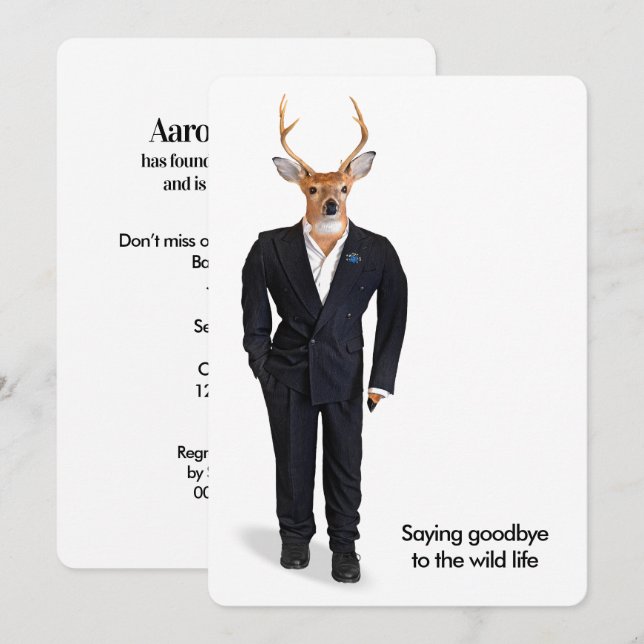 Deer Wearing a Wedding Tuxedo Invitation (Front/Back)