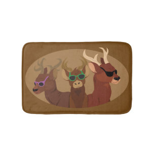 Deer Wearing Sunglasses Bath Mat