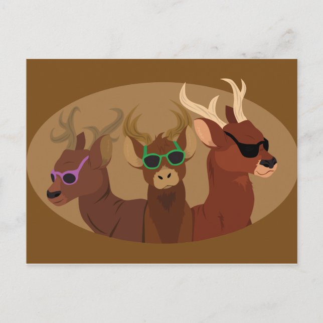 Deer Wearing Sunglasses Postcard (Front)