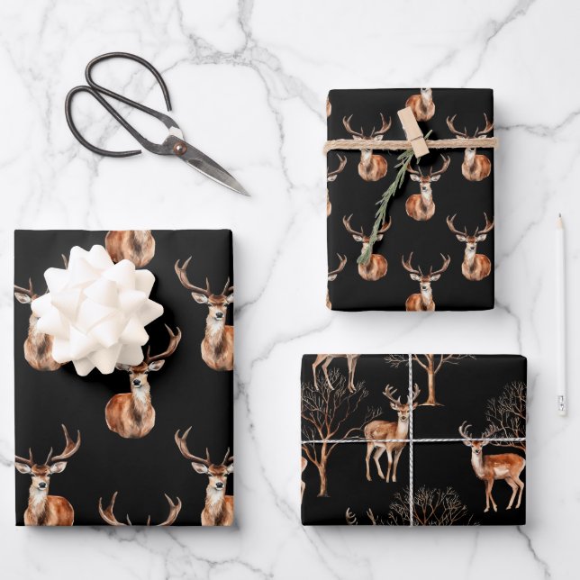 Deer Wildlife Rustic  Wrapping Paper Sheet (Front)