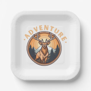 Deer - Wildness - Camping - Adventure Paper Plate