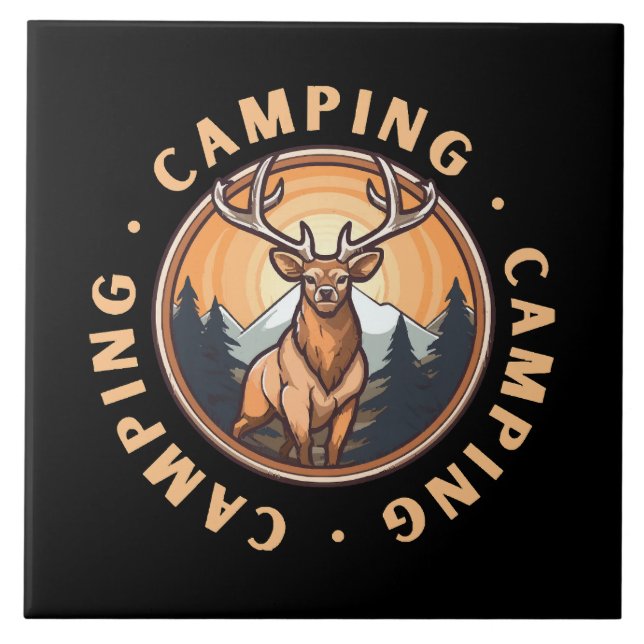 Deer - Wildness - Camping Ceramic Tile (Front)