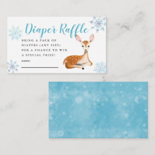 Deer Winter Baby Shower Blue Diaper Raffle Ticket Enclosure Card