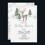 Deer Winter Baby Shower Invitation<br><div class="desc">Winter woodland girl baby shower invitation perfect for baby shower party.</div>