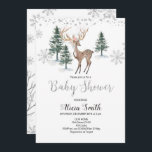 Deer Winter Baby Shower Invitation<br><div class="desc">Winter woodland girl baby shower invitation perfect for baby shower party.</div>