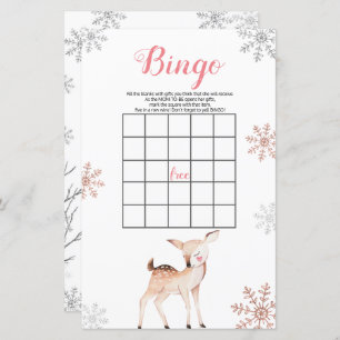 Deer Winter Snowflakes ONEderland Birthday Bingo