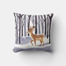 Deer Winter Snowy Woods Christmas Holiday