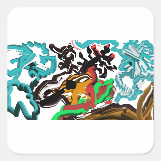 Deer winter  square sticker (Front)