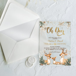 Deer Winter Wonderland Baby Shower Acrylic Invitations