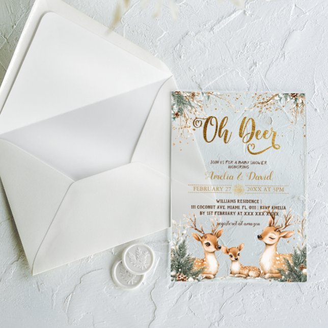 Deer Winter Wonderland Baby Shower Acrylic Invitations (Creator Uploaded)