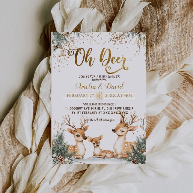Deer Winter Wonderland Baby Shower Invitation (Creator Uploaded)